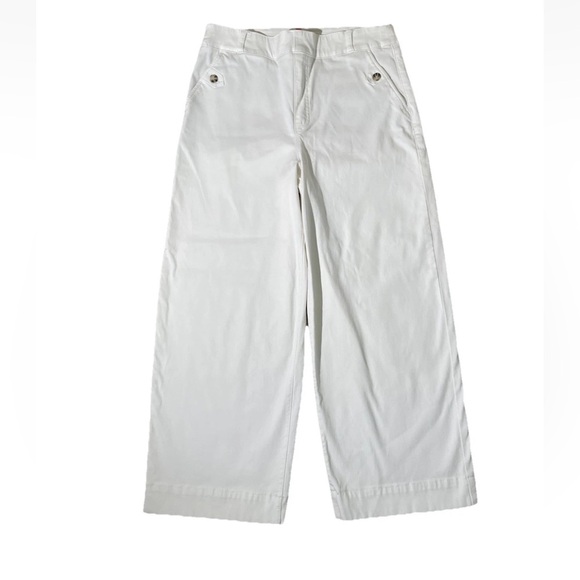 SPANX Stretch Twill Cropped Wide Leg Pant White Womens Sz XL Pull On Flared - Picture 7 of 16
